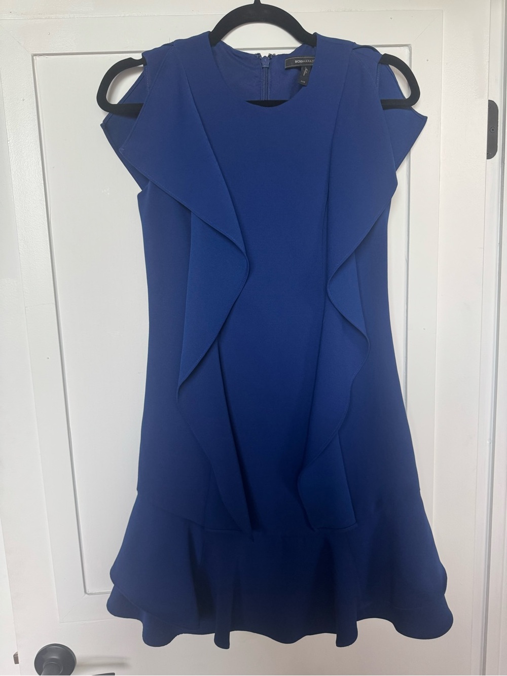 BCBG Max Azria Royal Blue Ruffle Sleeveless Dress